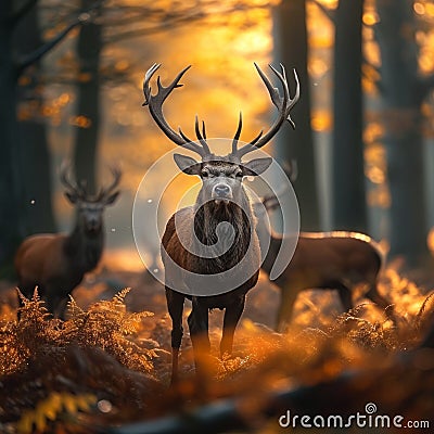 Forest monarch Stag during rutting season, UK wild deer Stock Photo