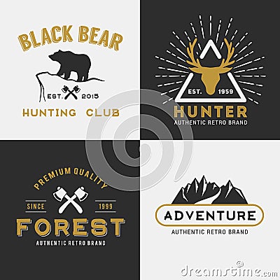 Forest mountain adventure logo design for insignia Vector Illustration