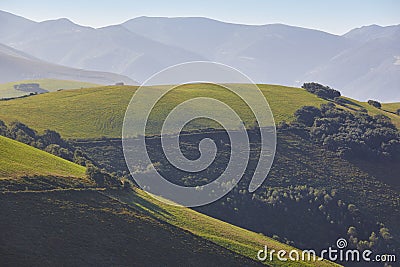 Forest mountain landscape in Asturias. Nature tourism in Spain Stock Photo