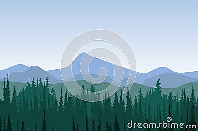 Forest mountain panorama Vector Illustration