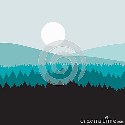 Forest mountains background Vector Illustration