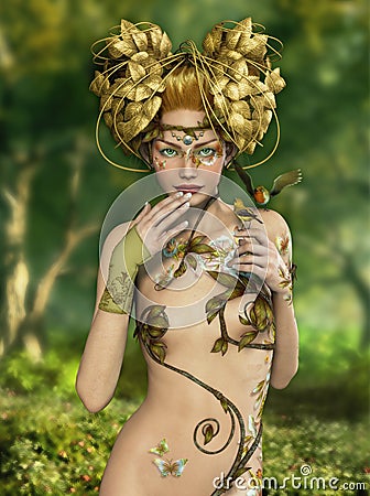 Forest Nymph Cartoon Illustration