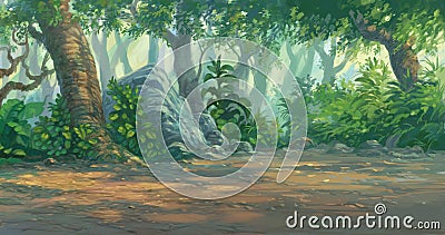 Forest painting Cartoon Illustration