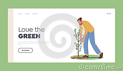 Forest Restoration Landing Page Template. Gardening, Save Nature, Environment Protection. Reforestation, Planting Trees Vector Illustration