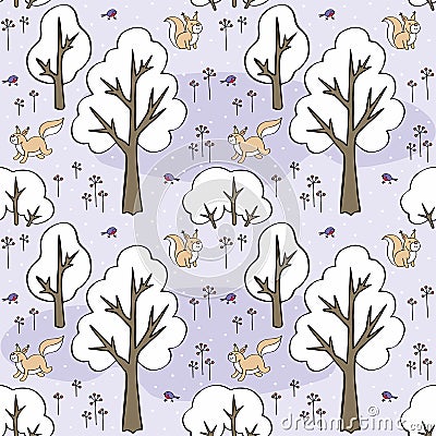 Forest seamless pattern Vector Illustration