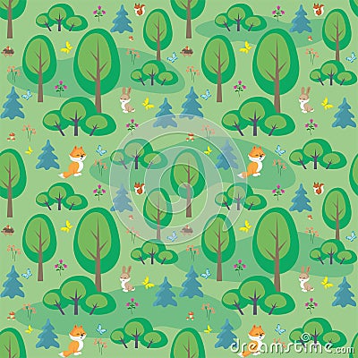 Forest seamless pattern Vector Illustration