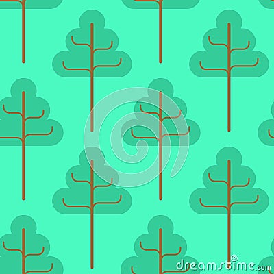 Forest seamless pattern. Green trees ornament. Kids fabric texture Vector Illustration