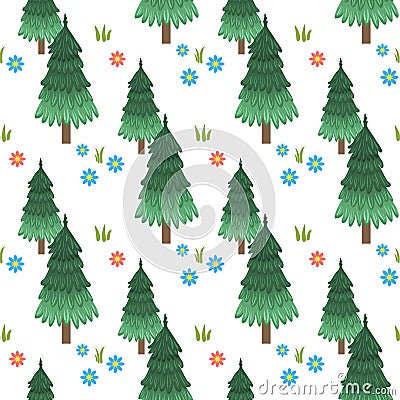 Forest seamless pattern Vector Illustration