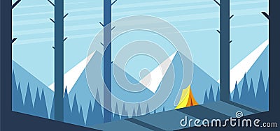 Forest summer camping Vector Illustration