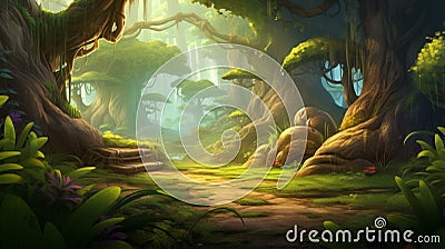 Forest Treasure. Video Game's Digital CG Artwork. generative ai Stock Photo