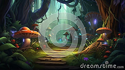 Forest Treasure. Video Game's Digital CG Artwork. generative ai Stock Photo