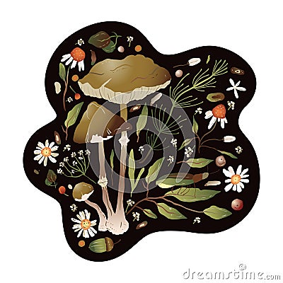 Forest vector nature greeting card. Vector Illustration
