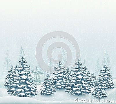 Forest winter landscape vector Vector Illustration