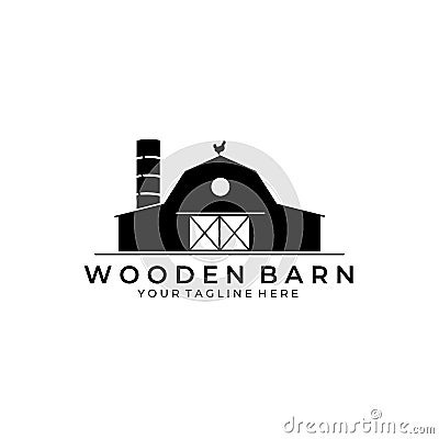 Forest Wooden Barn House Logo Vector Illustration Design Vintage Icon Vector Illustration