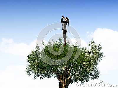 Forestation as ecologyy solution . Mixed media Stock Photo