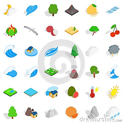 Forestation icons set, isometric style Vector Illustration