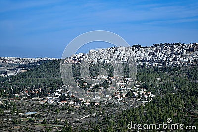 Forested hillsides of Jerusalem suburbs Editorial Stock Photo