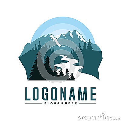 Forests with Water Logo Vector Vector Illustration