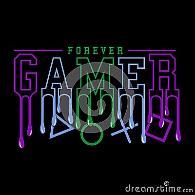 Forever gamer - gaming t shirt design Vector Illustration