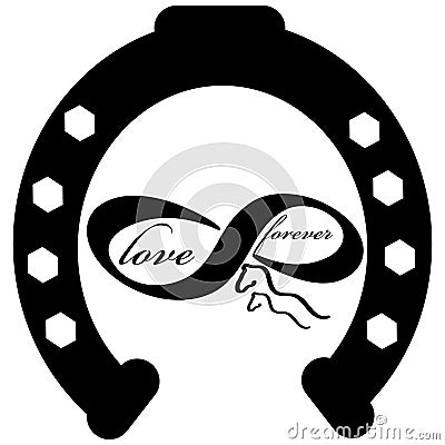 Forever love icon with horse shoe isolated on white background. Vector illustration Vector Illustration