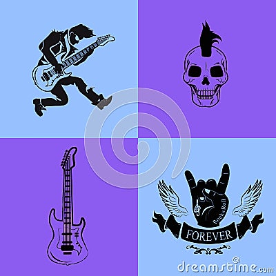 Forever Rock Music Icons on Vector Illustration Vector Illustration