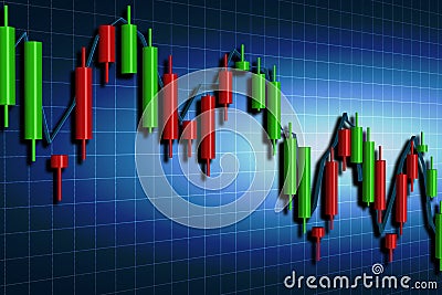 Forex candlestick chart over dark Stock Photo