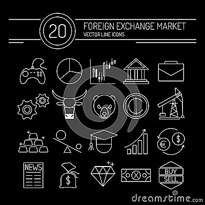 Forex Line Icons Black Stock Photo