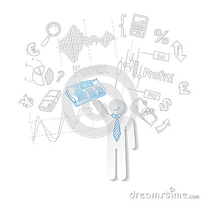 Forex trader and news symbol stock trading, vector Vector Illustration