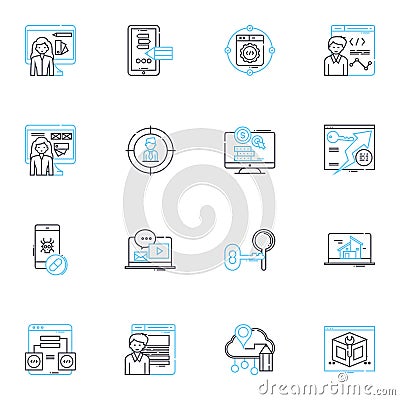 Forex trading linear icons set. Currency, Pip, Leverage, Margin, Bid, Ask, Spread line vector and concept signs. Chart Vector Illustration