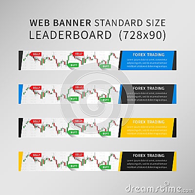 Forex Trading vector web banner set Vector Illustration