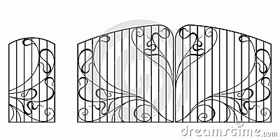 Forged gate, wicket and fence Stock Photo