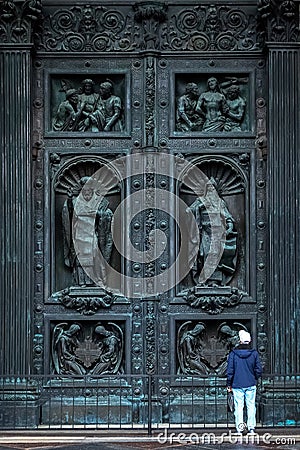 Forged gates of St. Isaac's Cathedral. Saint Petersburg. Russia. Editorial Stock Photo