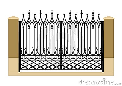 Forged iron gothic gate Vector Illustration