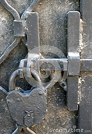 The forged iron lock Stock Photo