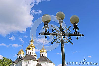 Beautiful city view with church domes and lanterns Stock Photo