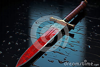 Forged in Steel: Viking sword, stained with the blood of enemies Stock Photo