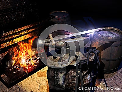 Forged sword Stock Photo
