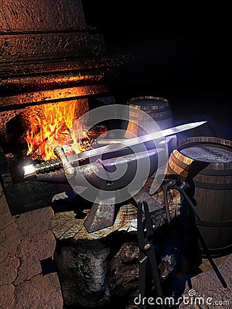 Forged sword Stock Photo