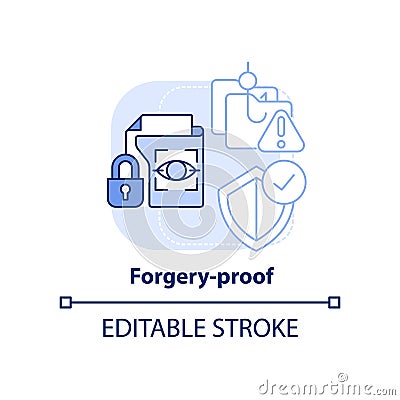 Forgery-proof light blue concept icon Vector Illustration