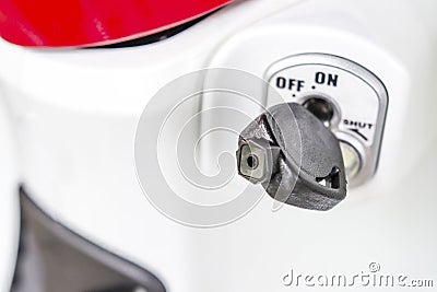 Forget the car keys on key hole of motorcycle Stock Photo