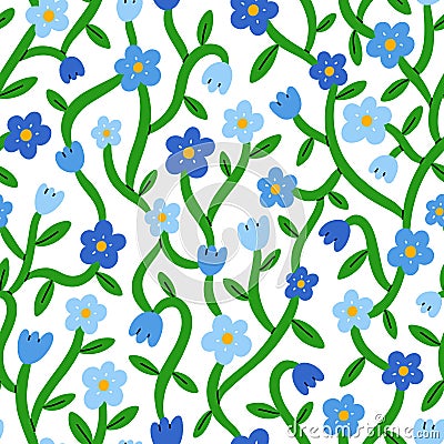 Forget me not tiny blue floral pattern Vector Illustration