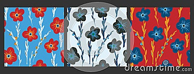 Forget-me-nots in flat style. Vector seamless pattern Vector Illustration