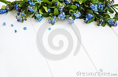 Forget-me-nots flowers border Stock Photo