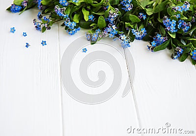 Forget-me-nots flowers border Stock Photo