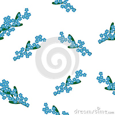 Forget-me-nots and herb seamless print, pattern Vector Illustration