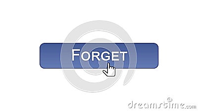 Forget web interface button clicked with mouse cursor, violet color, mistake Stock Photo