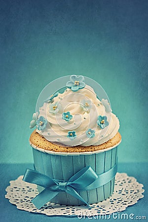 Forgetmenot cupcake Stock Photo