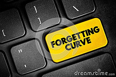 Forgetting Curve - the decline of memory retention in time, text button on keyboard, concept background Stock Photo