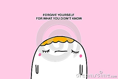 Forgive yourself for what you didn`t know hand drawn vector illustration in cartoon comic style man sad expressive Cartoon Illustration