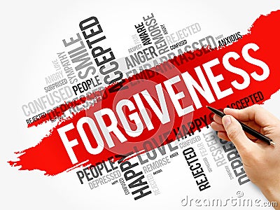 Forgiveness word cloud collage, social concept Stock Photo